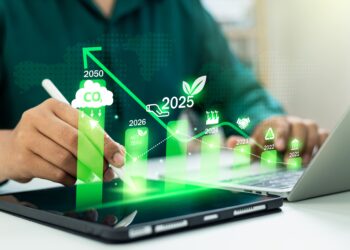 Gráfico verde ilustrando como melhorar a precisão dos relatórios de emissões de carbono em empresas.