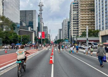 Mapa ilustrando potenciais vias para expansão do Programa Ruas Abertas em São Paulo.